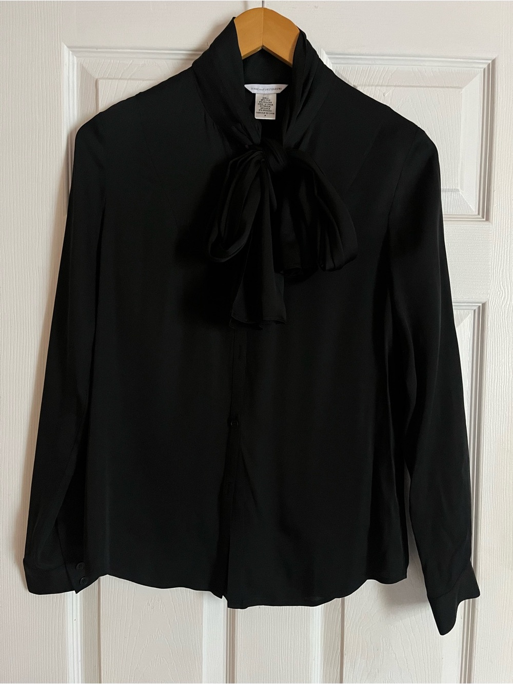 Diane von Furstenberg Black Bow Blouse